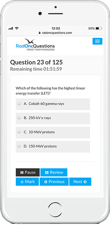 RadOncQuestions mobile view